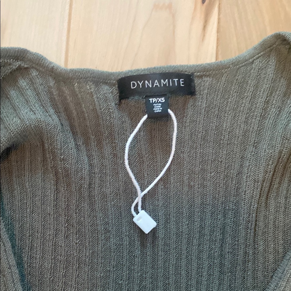 Dynamite Khaki Ribbed Knit Top - Picture 2 of 2